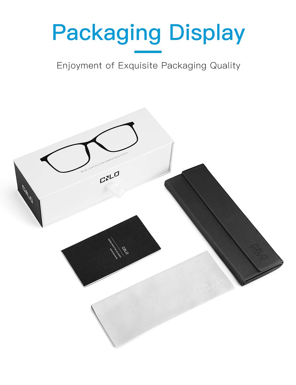 CNLO Blue light blocking Glasses,Computer Gaming Glasses,TV Glasses，For UV Protection, Anti Eyestrain,Lightweight Frame Eyewear,Transparent Men/Women (Crystal)
