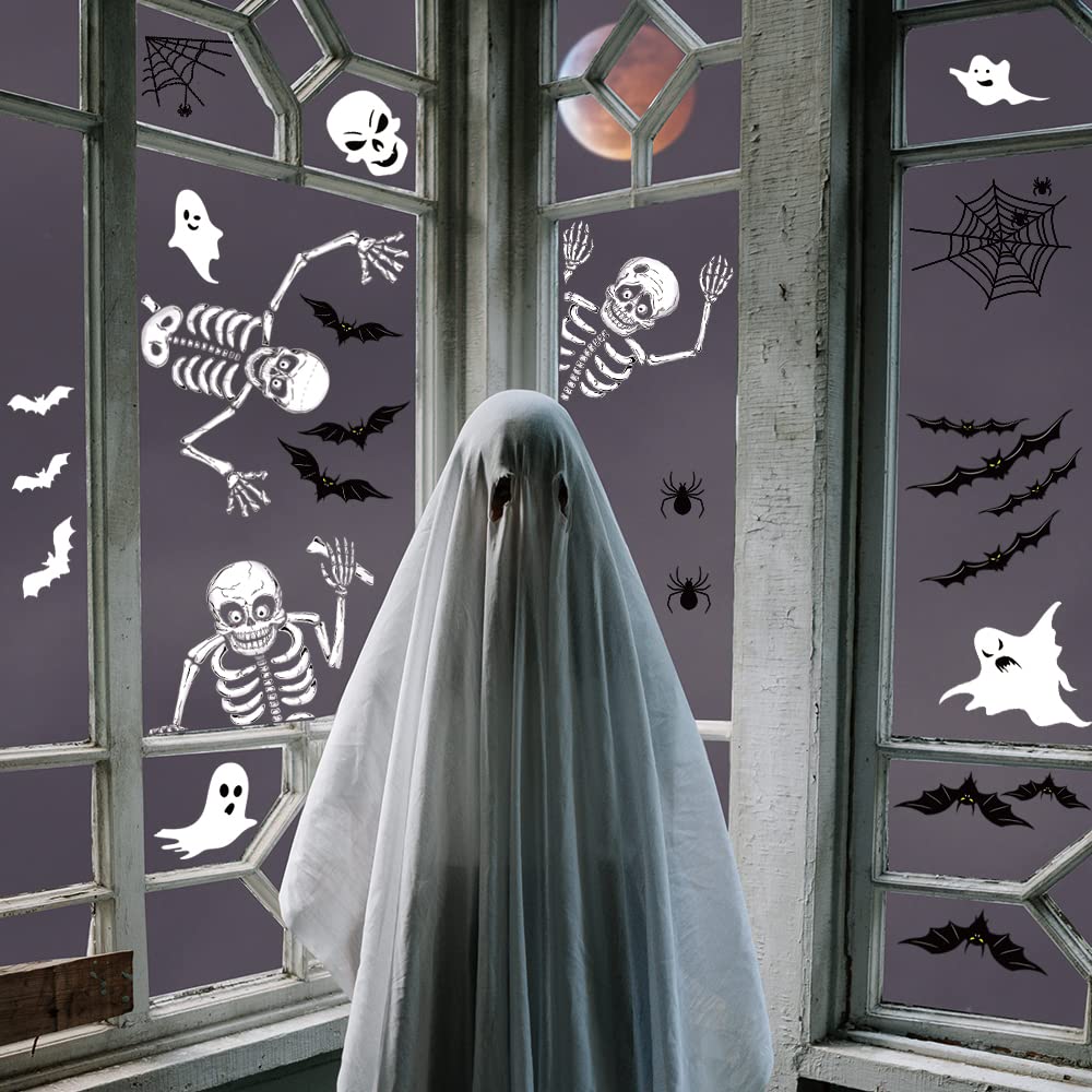 140PCS Halloween Window Clings Decor for Halloween Decorations, Double Side Window Stickers Removable Glass Decals for Party Decorations Indoor