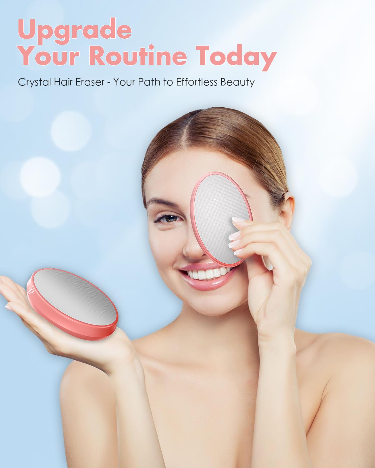 Crystal Hair Eraser for Women and Men, Reusable Crystal Hair Remover - Portable Magic Hair Removal Device - Painless Solution for Back, Arms, and Legs (Pink)