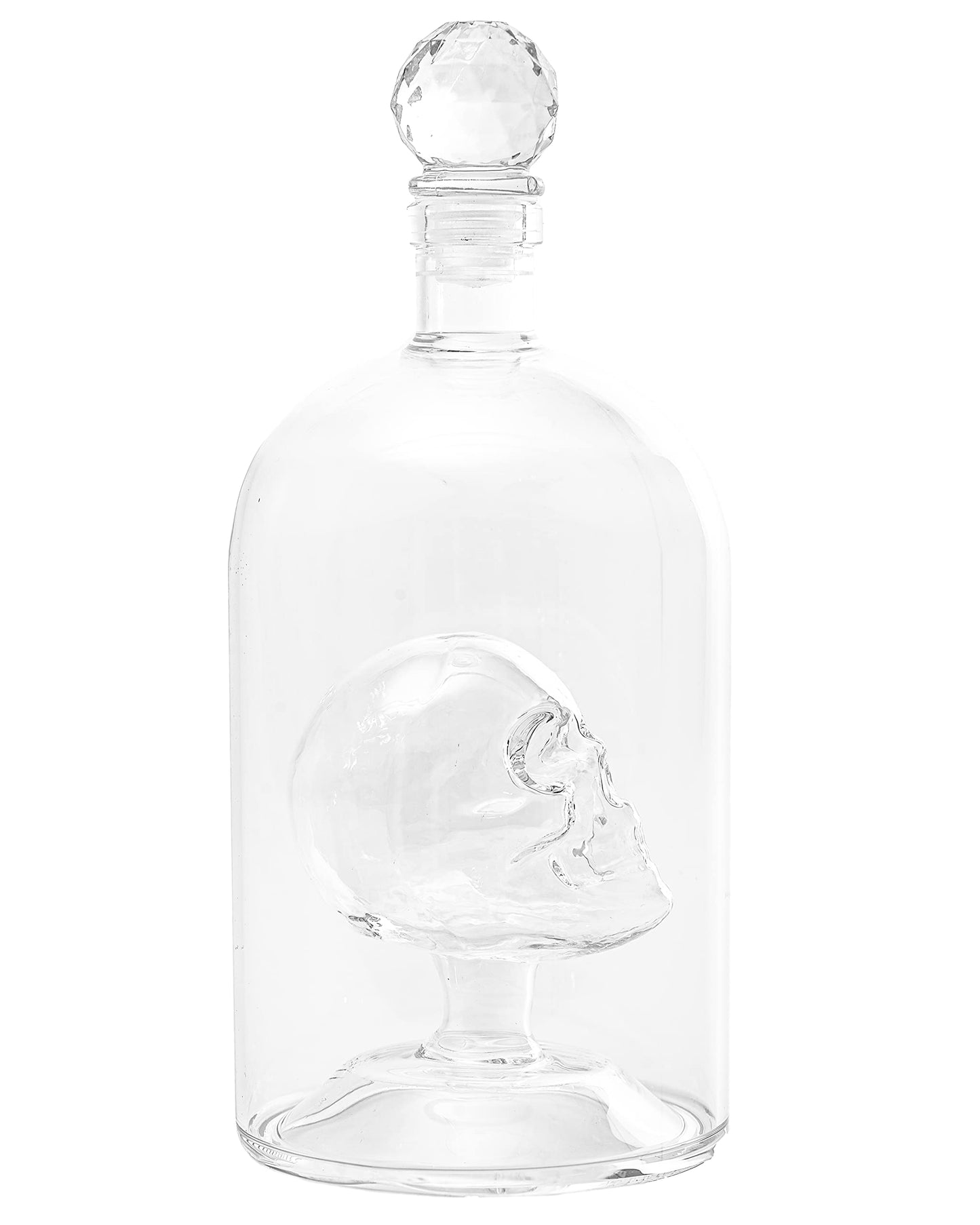 Kobi & Knight Premium Skull Decanter - Borosilicate Glass - for Vodka, Whiskey, Rum, Gin, Tequila Bottle - 25fl oz / 750ml Skull Barware