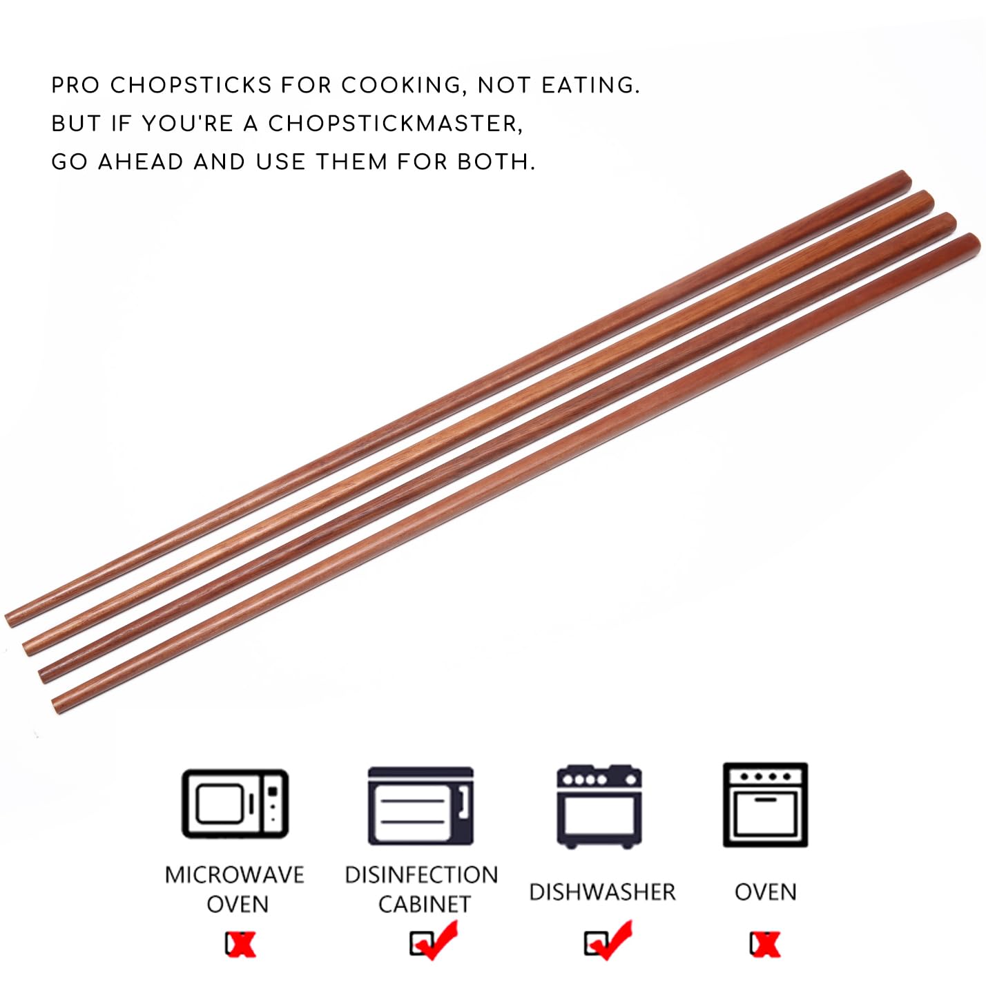 Donxote Wooden Noodles Kitchen Cooking Frying Chopsticks 16.5 Inches Brown Extra Long Set of 2 Pairs
