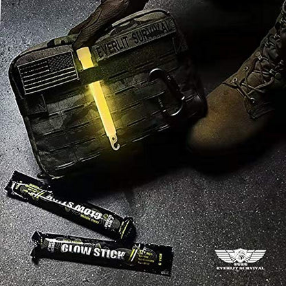 EVERLIT Survival Emergency Glow Sticks- 6 Inches Light Sticks for First Aid Kit, Survival Kit, Camping, Hiking, Outdoor, Disasters, Emergencies Up to 12 Hours Duration… (24 Pack, Yellow)