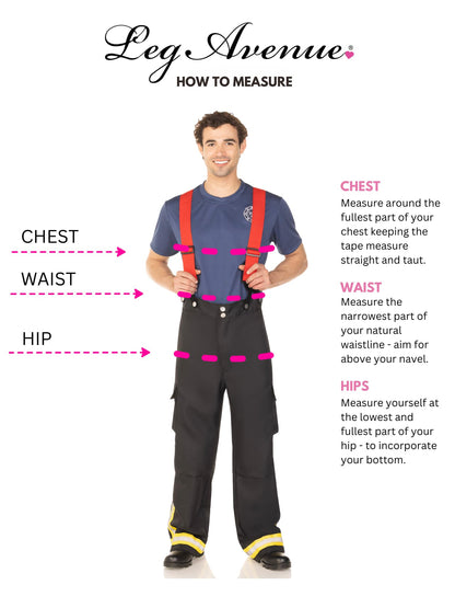 Leg Avenue Mens 3 Piece Mens Fire Captain Set - Family Halloween Costume for Men, MED/LGE, Black/Red