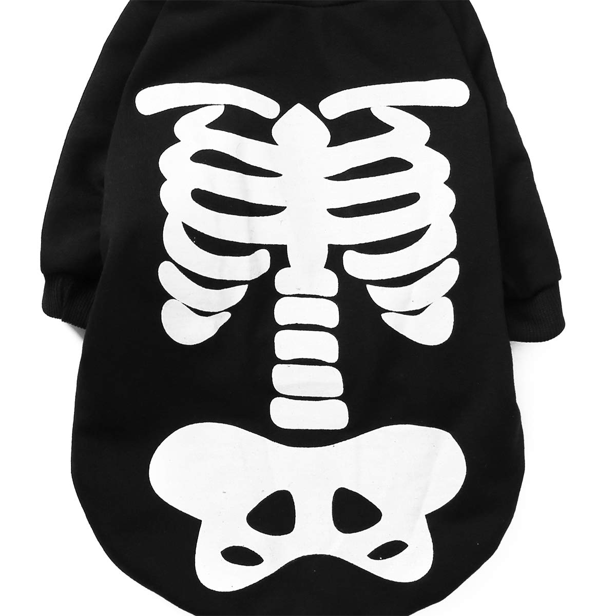 Coomour Halloween Pet Dog Cat Skull Hoodies Glowing Skeleton Bones Costume Outfit for Dogs Cats (L)