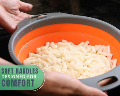 Comfify 2 pcs Colander Set, Collapsible Colanders, Sink Strainers for Kitchen, 2 & 3 qt / 8" & 9.5" Size, Orange