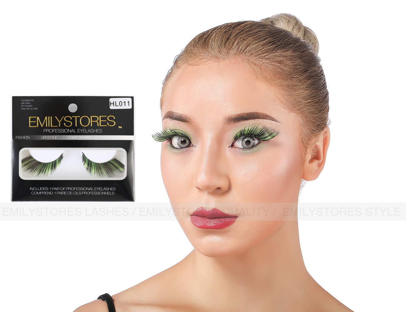 EMILYSTORES Green Fortune Teller Costume Halloween Eye Lashes For Party Looking1 Pairs