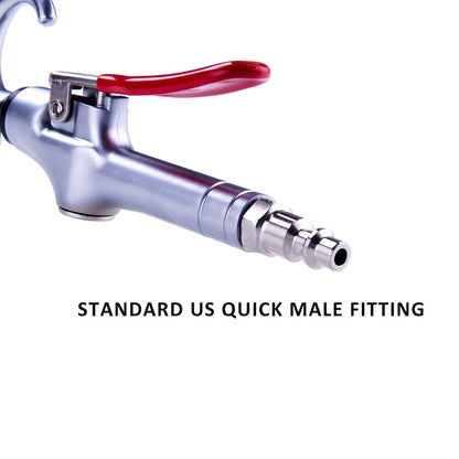 High Volume Powerful Industrial Air Blow Gun, 17-26 Inch Extensible Stainless Steel Air Flow Nozzle, Pneumatic Air Compressor Accessories Tool, Extended Dust Air Blower Gun with 360 Degree Swivel Hook