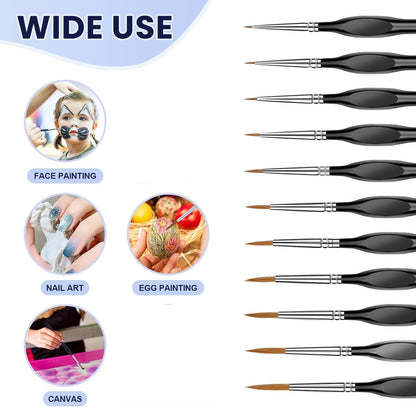 Detailing Paint Brush, 11 Pcs Miniature Paint Brushes with Triangular Handles, Art Paint Brushes for Acrylic Painting, Model, Face, Figurine, Watercolor, Oil, Paint by Numbers Kit for Adults