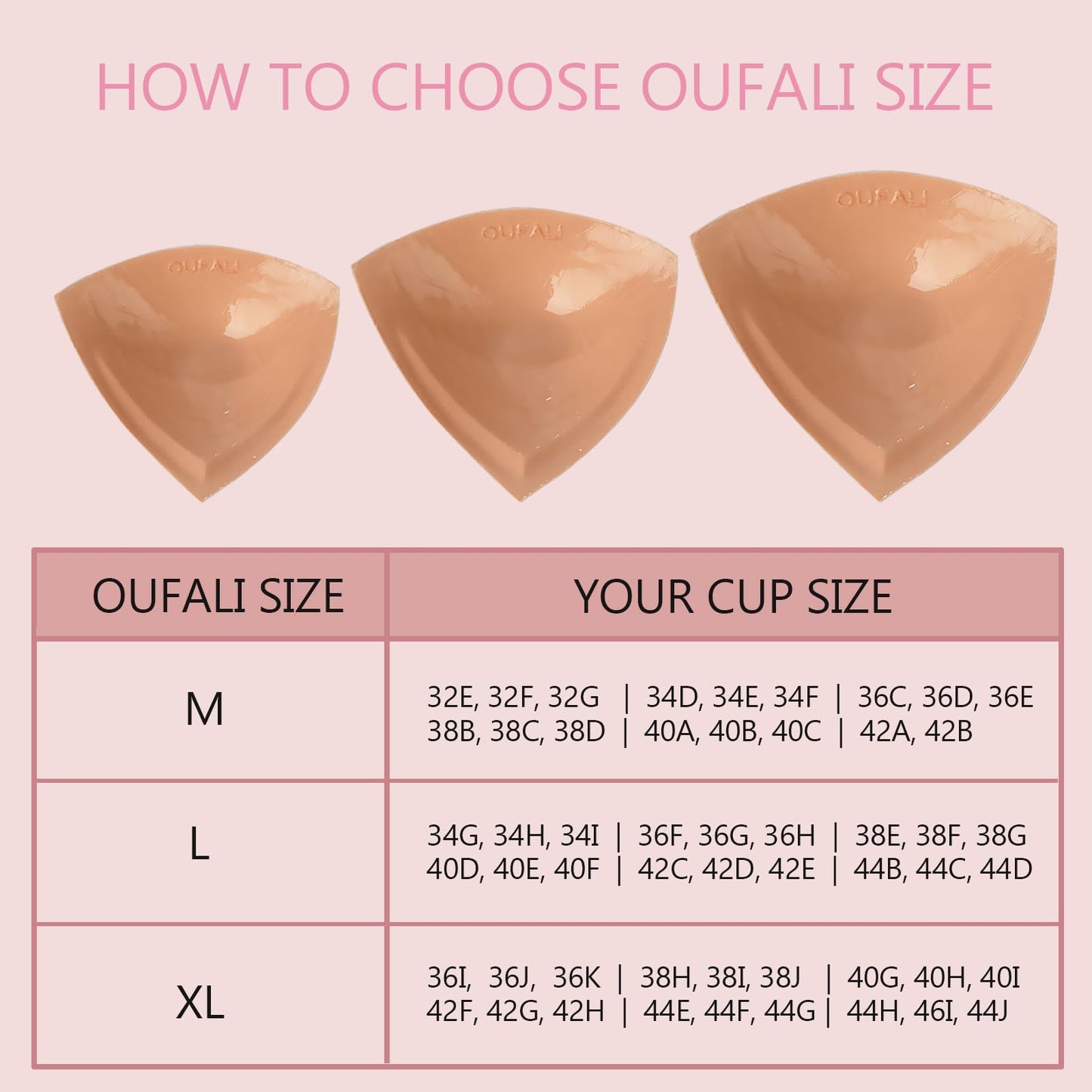 Large Size Lift Inserts Sticky Bra Lightly Padded for Large Bust Adhesive Lifting Bras for D+ Cup Reusable Washable Size L Beige