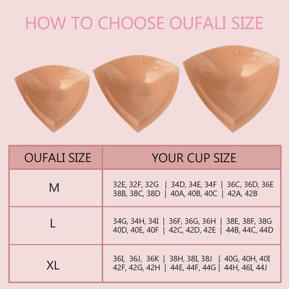 Large Size Lift Inserts Sticky Bra Lightly Padded for Large Bust Adhesive Lifting Bras for D+ Cup Reusable Washable Size L Beige