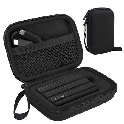Lacdo Hard Carrying Case for Samsung T7 Shield/Samsung T7 / Touch Portable Solid State Drives 500GB 1TB 2TB 4TB USB 3.2 External SSD Hard EVA Shockproof Storage Travel Bag, Black+Black