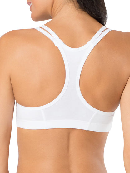 Fruit of The Loom Womens Spaghetti Strap Cotton Pull Over 3 Pack Sports Bra, Grey With Black/White/Black Hue, 44