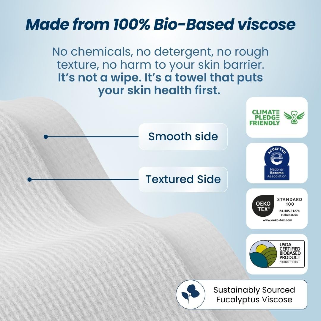 Clean Skin Club Clean Towels | Worlds 1ST Biodegradable Face Towel | Disposable Makeup Removing Wipes | Dermatology Tested & Approved | Vegan & Cruelty Free | Super Soft For Sensitive Skin | Dry Towelettes (Pack of 1 (25CT))