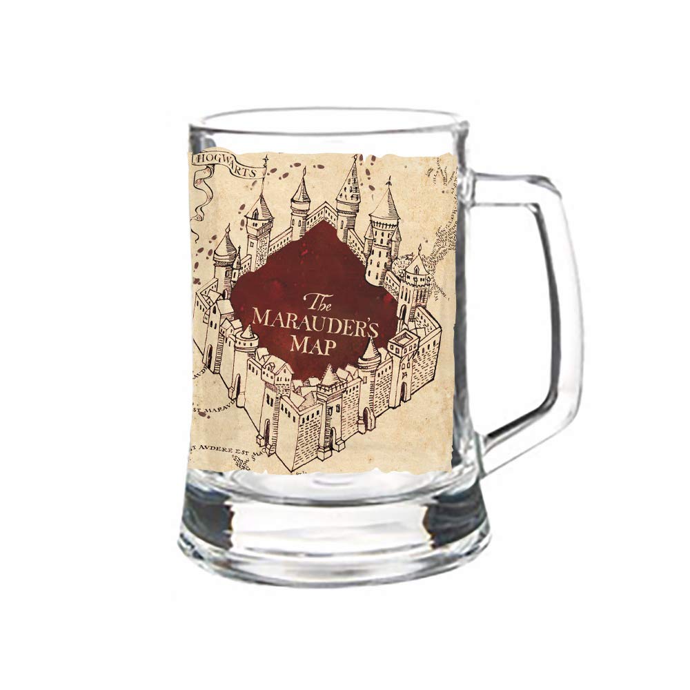 Harry Potter – Marauder’s Map – Mischief Managed Quote - 16 oz Pint Size Glass Morphing Mugs Color Changing Clue Mug – Full Image Revealed When COLD Liquid Is Added