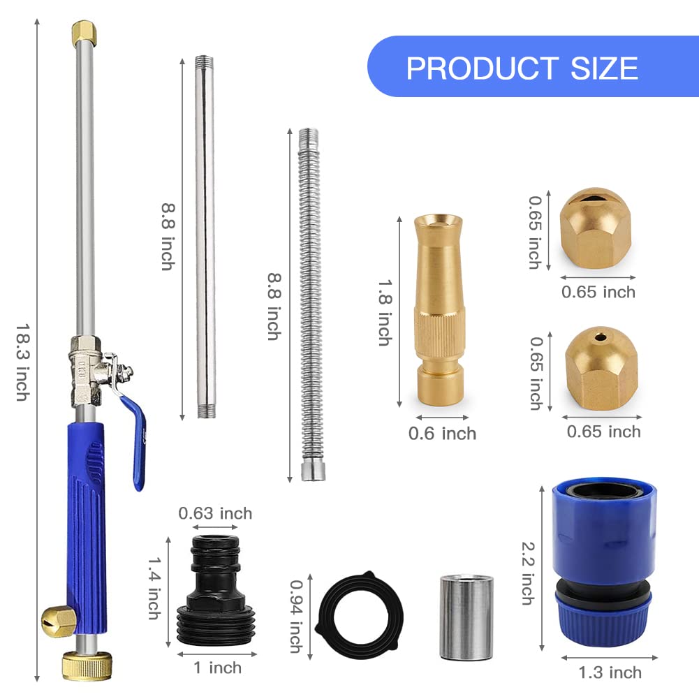 Jet Nozzle 2-in-1 High Pressure Power Washer, Watering Sprayer Cleaning Tool, Hydro Jet Nozzle Power Washer, Tool Pressure Washer Extension Wand with 3 Hose Nozzles for Garden Hose and Car Washing