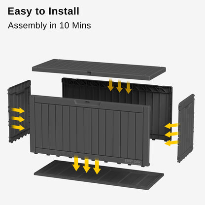 EAST OAK Outdoor Storage Box, 60 Gallon Deck Box Indoor and Outdoor Use, Black