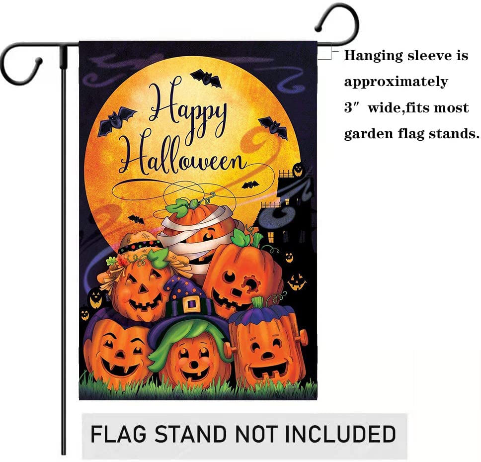 Dtzzou Happy Halloween Pumpkin House Flag 28" x 40" Outdoor & Indoor Decorative Double Sided Flag for Halloween Decoration