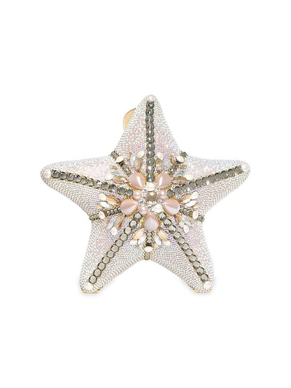 Judith Leiber Couture, Crystal-Embellished Starfish Convertible Clutch, Champagne White Opal Multi