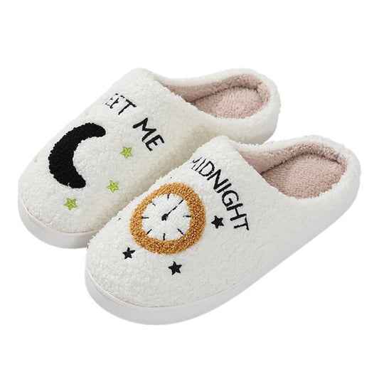 FAYUEKEY Slippers for Women House Indoor Meet Me at Midnight Fuzzy Slippers (White, adult, women, numeric_7, numeric_range, us_footwear_size_system, numeric_8, medium)