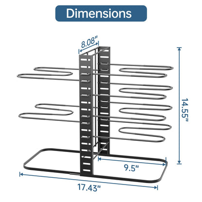 ORDORA Pots and Pans Organizer for Cabinet 16.61'' Height, 8 Tier Pot Organizers Rack with 3 DIY Methods, Adjustable Pan Organizer under Cabinet Kitchen Organization and Storage