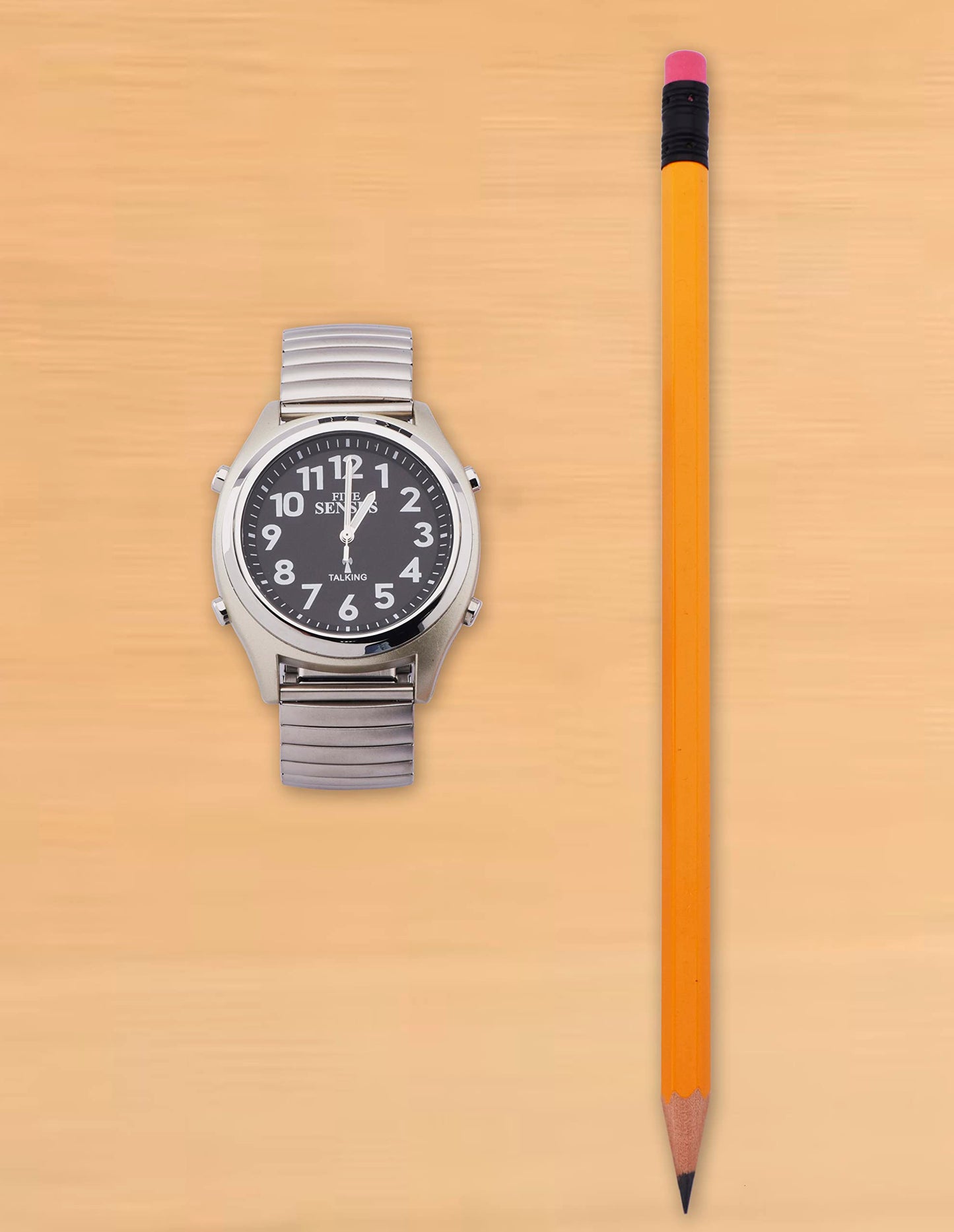 FIVE SENSES Atomic Talking Watch Seniors Men Women Loud Talking Sound Alarm for Visually Impaired (Dark Grey)