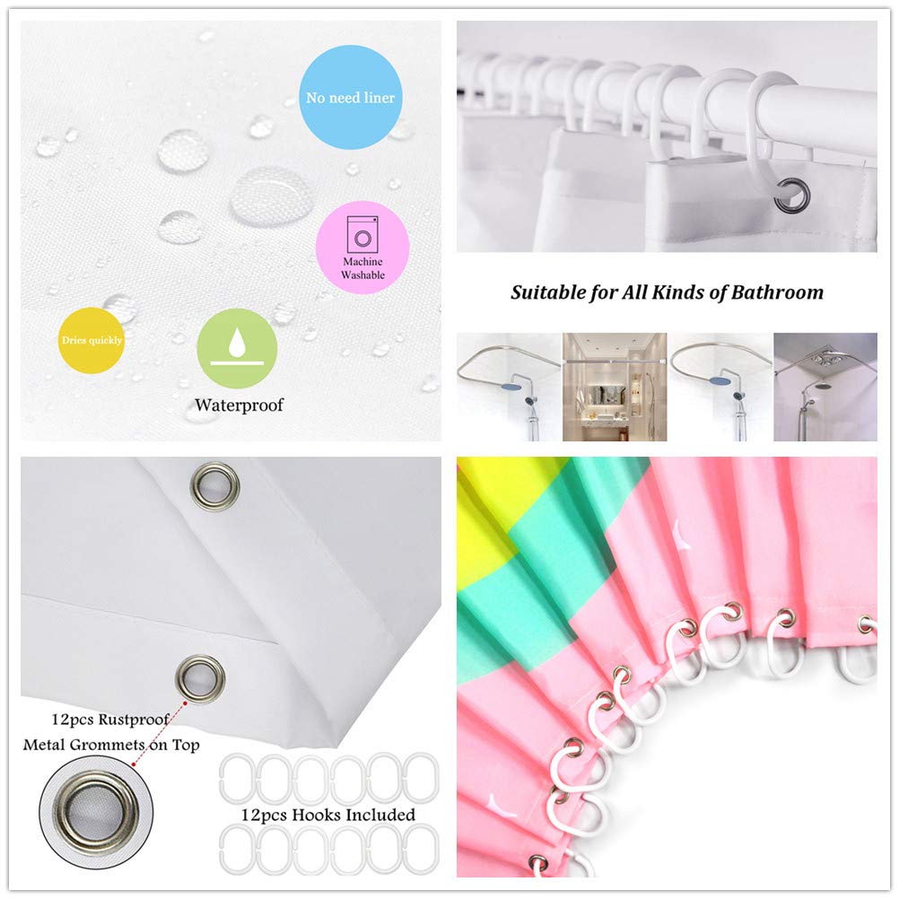 LB Spooky Halloween Shower Curtain Decor, Gothic Horror Halloween Black and White Bats Shower Curtains 72X79 inch Polyester Fabric Bathroom Decoration Bath Curtains Hooks Included