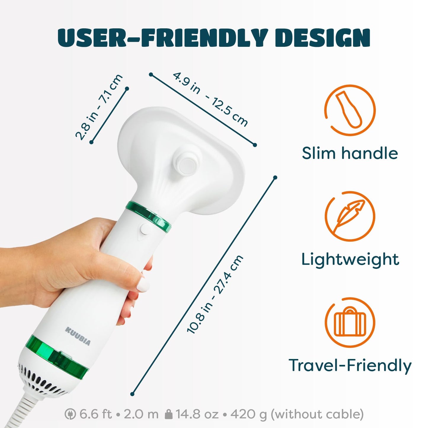 KUUBIA Pet Hair Dryer for Small-Sized Dogs and Cats | 2-in-1 Dog Hair Dryer with Self Cleaning Slicker Brush | Dog Blow Dryer | 300 Watts, Overheat Protection, Portable, Adjustable Temperature