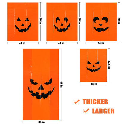 12Pcs Halloween Pumpkin Lawn Bags - Halloween Decorations Leaf Bags with 5 Designs, Halloween Party Favors Fall Halloween Trash Bags with Twist Ties for Yard Lawn Garden Halloween Decorations Outdoor