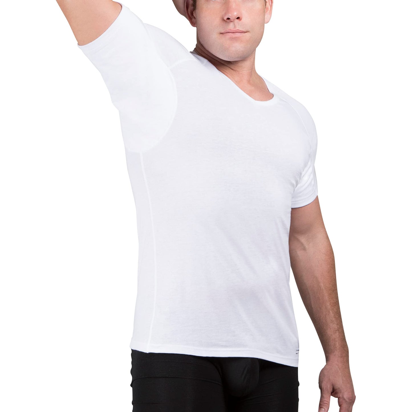 Ejis Men's Sweat Proof Undershirt, V Neck, Anti-Odor Silver, Cotton, Sweat Pads