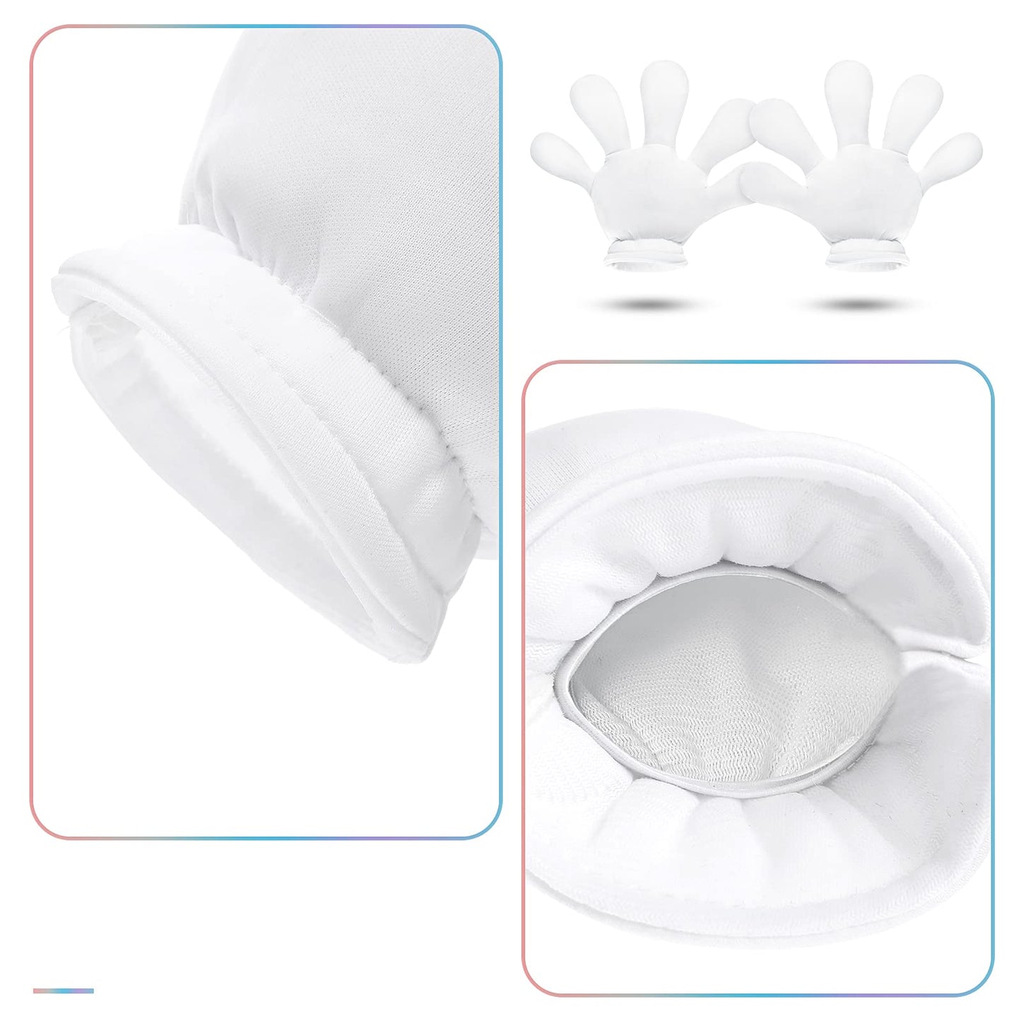 1 Pair 4 Pairs White Jumbo Cartoon Hands White Fingers Jumbo Cartoon Hands Halloween Costume Gloves Halloween Costume Accessory for Role Playing Party Small