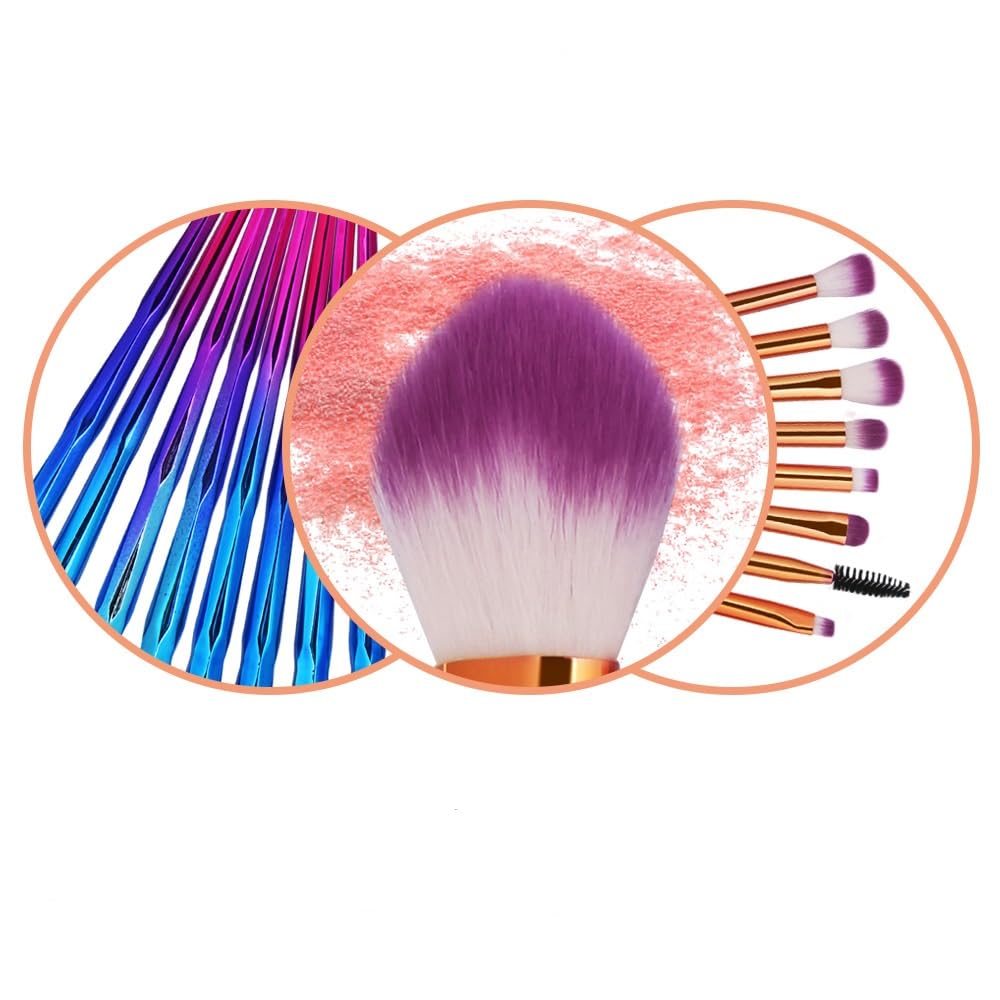 KOLIGHT Pack of 20pcs Cosmetic Eye Shadow Sponge Eyeliner Eyebrow Lip Nose Foundation Powder Makeup Brushes Sets (purple)