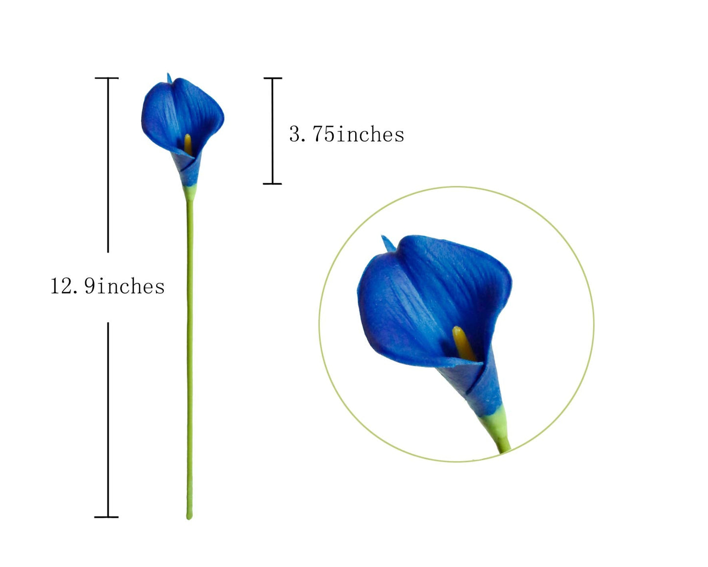 DuHouse 20Pcs Artificial Calla Lily Flower Real Touch Latex Flowers for DIY Wedding Bouquet Party Home Decor (Royal Blue)