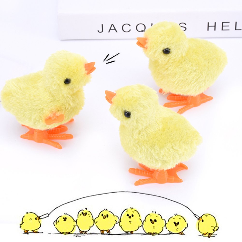 3 otters 12PCS Wind Up Toys, Wind-Up Jumping Cute Chicken Plush Chicks Toy for Kids Goodie Bags Treasure Chest Party Favors Gifts