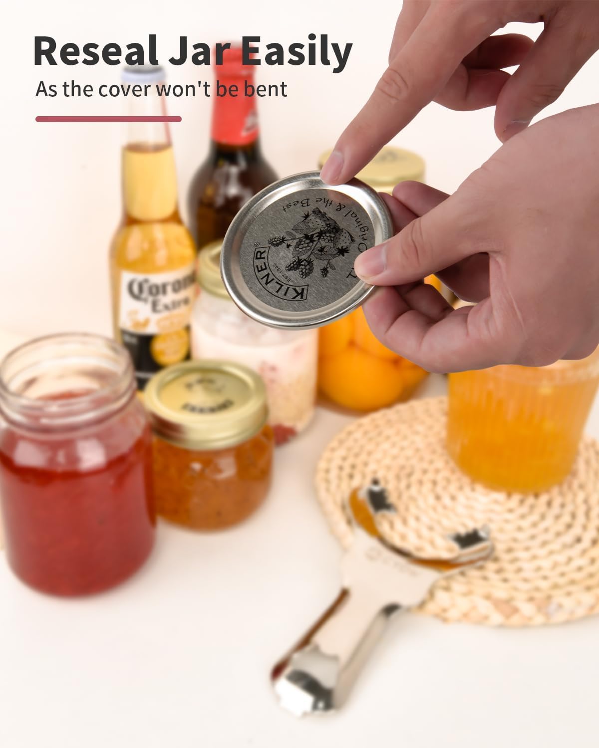 CYDW Mason Jar Opener Tool with No Lid Dents or Damage, Can Opener Manual Multi-Purpose, Easy Twist Manual Handheld Top Remover Utensil, Canning Supplies Tools and Bottle Opener, Made For Lifetime