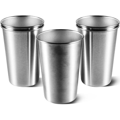KISEER 5 Pack 16 Ounce Stainless Steel Pint Cups Shatterproof Cup Tumblers Unbreakable Metal Drinking Glasses for Bar, Home, Restaurant