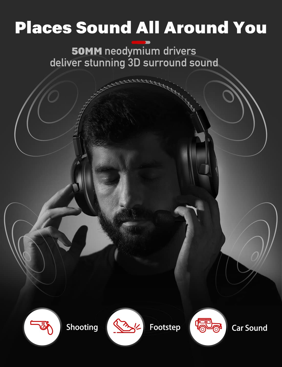 DEEBOX Gaming Headset for PS5 PS4 Xbox One Switch, Gaming Headphones with Microphone for PC Mac Laptop Computer Gamer