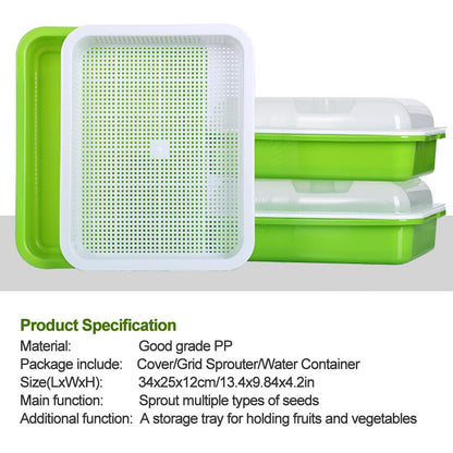 LeJoy Garden Seed Sprouter Tray BPA Free PP Soil-Free Big Capacity Healthy Wheatgrass Grower with Lid Sprouting Kit 13.4x9.84x4.72 inches