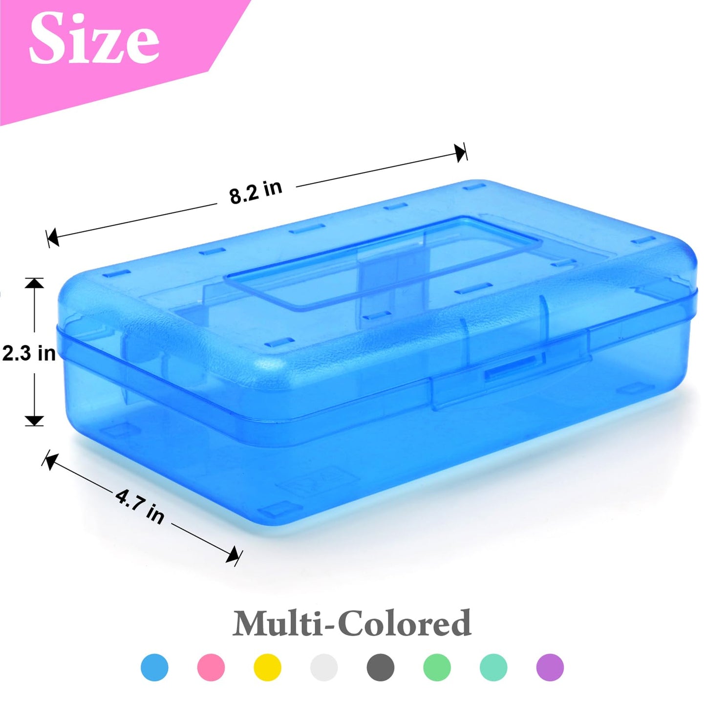 Nuozme Plastic Translucent Pencil Box for Kids, Adult, Student, Large Capacity Pencil Cases with Snap-Tight Lid for Pens, Pencils, School Supplies,Office Supplies,1 Pack (Blue)