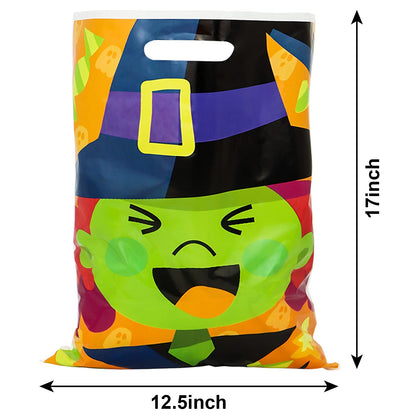JOYIN 72 Pcs Halloween Goodie Bags with 6 Designed Characters, Trick or Treating Plastic Treat Bags for Kids Party Favors, Treats Party Supplies