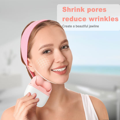 Leeshine Ice Roller for Face and Eyes - Facial Skin Care Tools with 2 in 1 Roller and Travel Case to Reduce Puffiness and Relief Migraine, Pain. Women Gift (Pink)