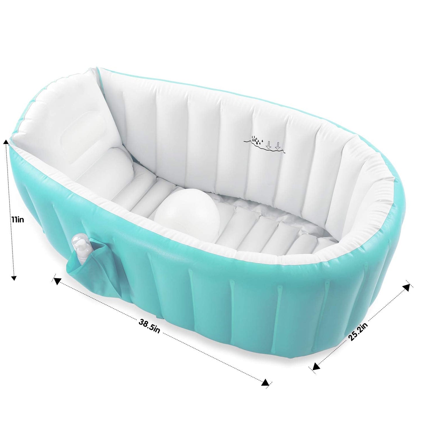 Inflatable Baby Bathtub with Air Pump, Baby Bath Tub Toddler Bathtub, Foldable Shower Basin for Newborn, Portable Travel Bath Tub, Green