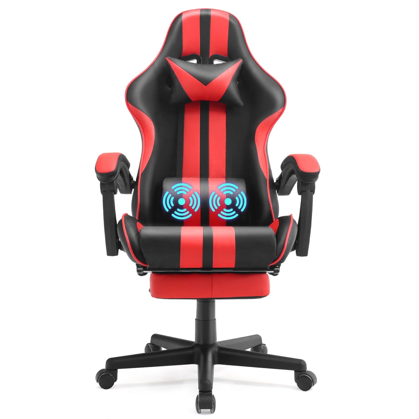 Ferghana Gaming Chairs Red with Footrest,Ergonomic Racing Style PC Game Computer Chair with Headrest Lumbar Support Adjustable Recliner PU Leather Video Computer Chair(Red)