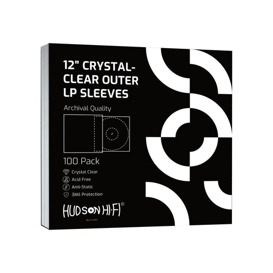Hudson Hi-Fi Vinyl Record Outer Sleeves Covers - Premium Clear Vinyl Record Sleeve 100-Pack - Protect Your LP Albums from Scratches, Dirt & Dust - 3mm Thick No-Acid Exterior Disc Cover
