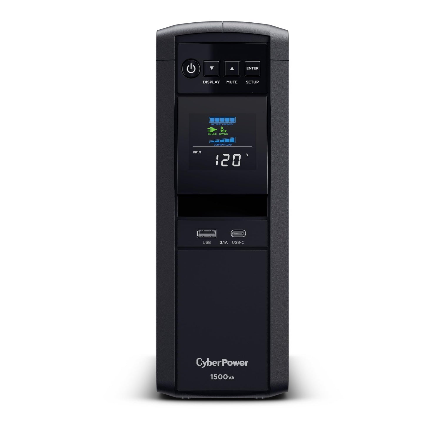 CyberPower CP1500PFCLCD PFC Sinewave UPS Battery Backup and Surge Protector, 1500VA/1000W, 12 Outlets, AVR, Mini Tower; UL Certified