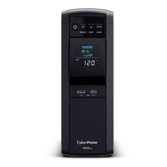 CyberPower CP1500PFCLCD PFC Sinewave UPS Battery Backup and Surge Protector, 1500VA/1000W, 12 Outlets, AVR, Mini Tower; UL Certified