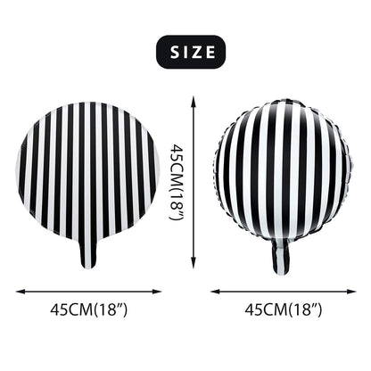 Gejoy 24 Pieces 18 Inch Black and White Striped Balloons Foil Black Striped Balloons for Halloween Birthday Family Party Decoration