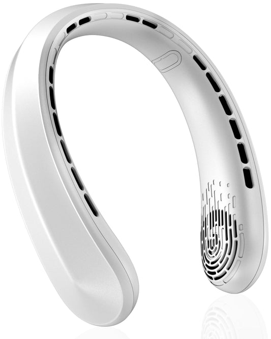 FrSara Rechargeable Neck Fan, Portable Personal Fan that Blows Cold Air, 3-Speed with 5200mAh Battery, Supports USB TYPE-C, Ideal Present for Birthday, Women, Men, Travel, Outdoor, Menopause, Ivory