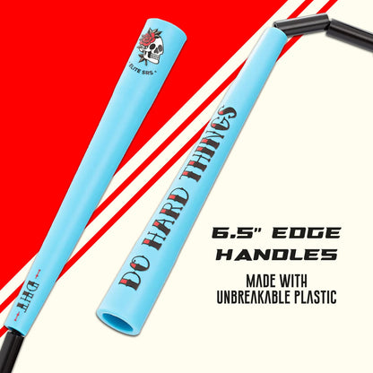 Elite Jumps - Do Hard Things Edge Beaded Jump Rope - For All Ages - Durable & Lightweight - 10ft Long Adjustable Rope - Tangle-Free - Shatterproof 1” Beads - Long Edge Handles - Graphite