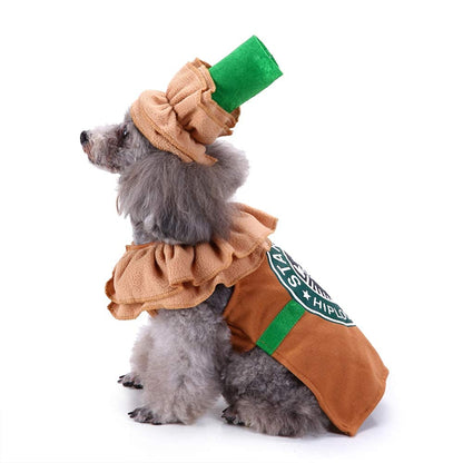 Latte Coffee Dog Costume - Dog Halloween Costume Pet Cosplay Clothes for Small Medium Dogs Puppies Cats for Christmas Birthday Party Photo Props Dress up Accessories Parade Halloween Decorations
