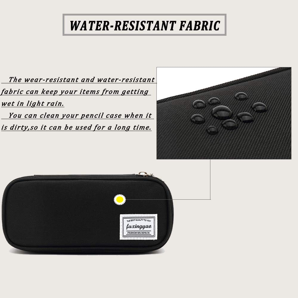 FUXINGYAO Pencil Case, Multi- Slot Pencil Pouch, Portable Pencil Bag, Pen Case for& Office(Black)